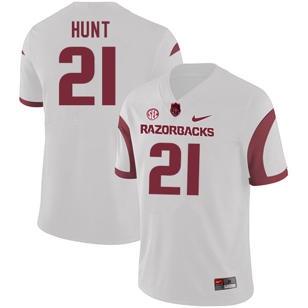 Men #21 Javion Hunt Arkansas Razorbacks College Football Jerseys Sale-White
